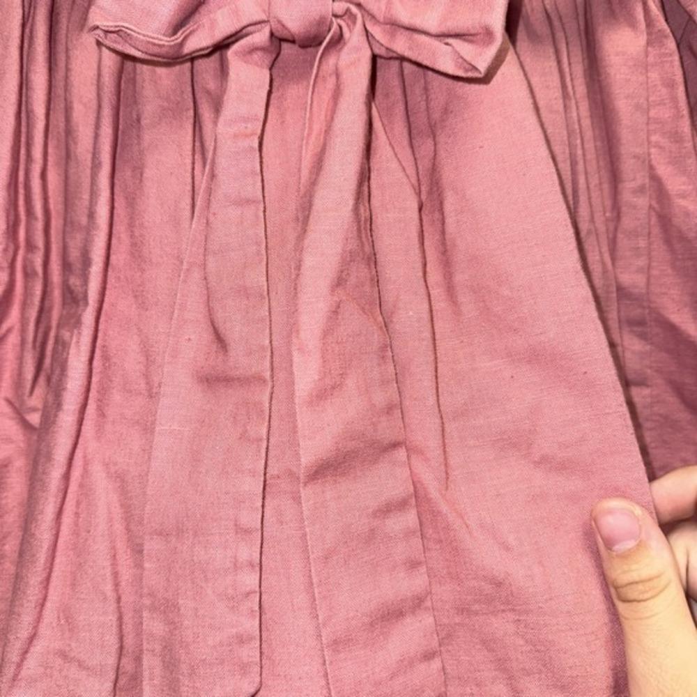 Vtg Smocked Dress Girls Sz 3T Heirloom Will' Beth Pearls Pink Full length Linen - Picture 6 of 6